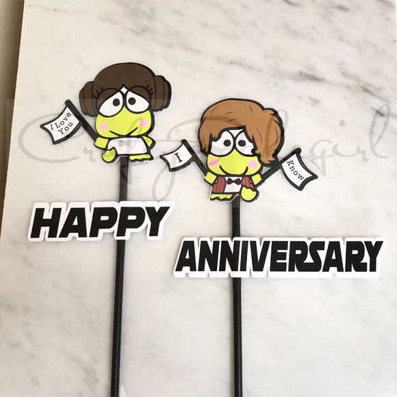 Star Wars Leia Han Solo Keroppi Pikki I Love You I Know Cake Topper Anniversary - Picture 12 of 12